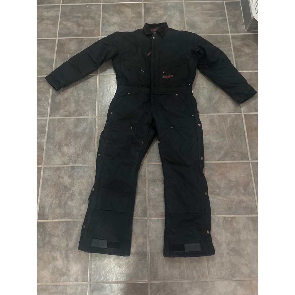 FiveBrother Mens Insulated Work Coveralls Black Cotton Duck Quilted Lining SR
